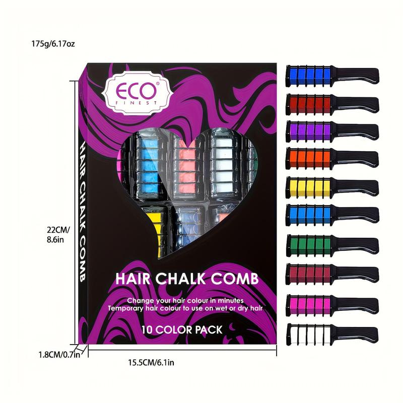 Set of 10 Vibrant Temporary Hair Chalk Combs for Everyday Parties And Cosplay, Easily Washable, Lasts Over 24 Hours, Safe for Natural Hair Color, Perfect for Instant Hair Dyeing for Events Like Halloween And Christmas.