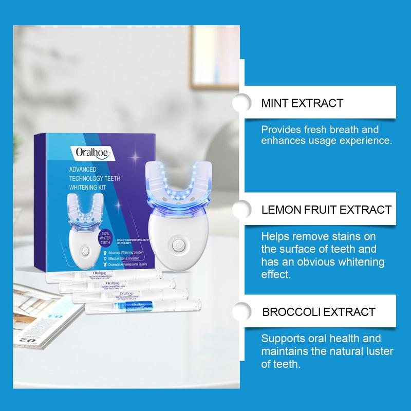 Teeth Care Kit, 1 Count Tooth Care Instrument with 4 Counts Brightening Pen, Portable Teeth Cleaning Kit,  Teeth Cleaner,  Oral Care Kit, Oral Care Products for Home & Travel