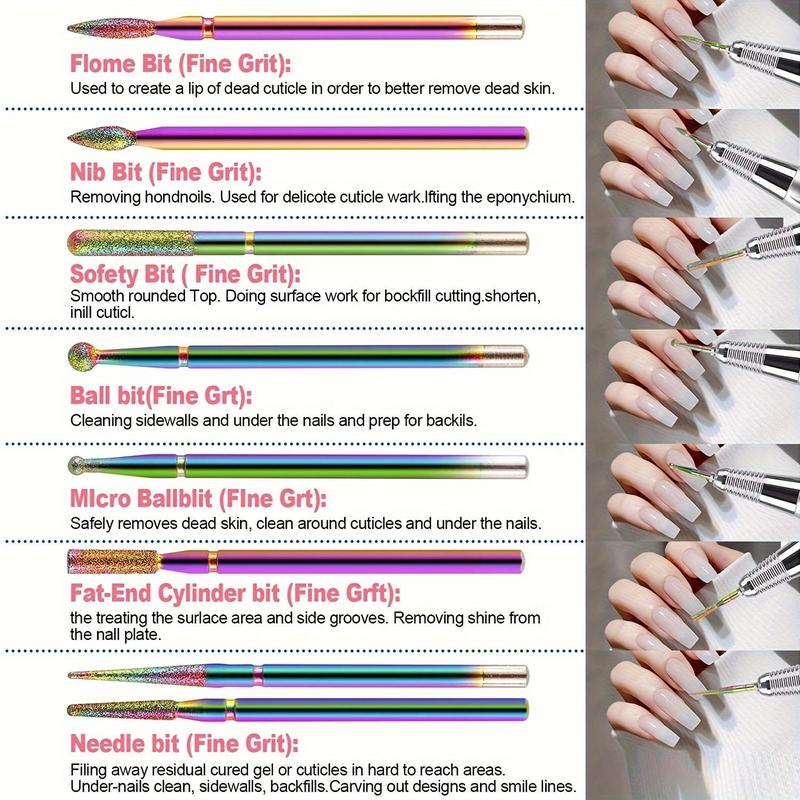 Professional Ceramic Nail Drill Bit Set with Box, 13pcs set Electric Manicure Nail File Bit for Acrylic Gel, Nails, and Cuticles, Nail Art Nail Care Supplies