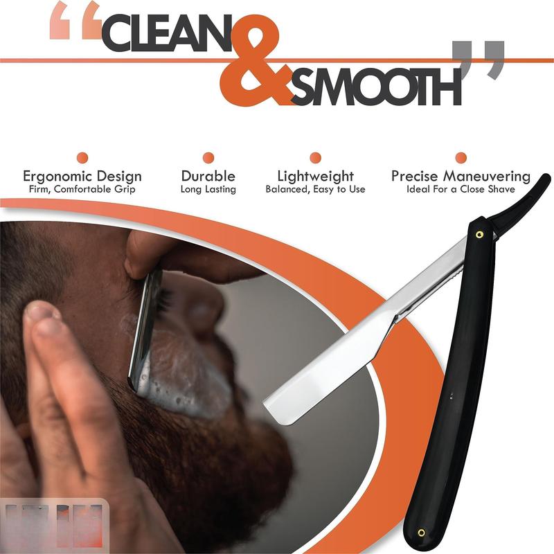 Professional Barber Straight Edge Razor with 10 Blades Men's Manual Razor Salon Quality Shaver