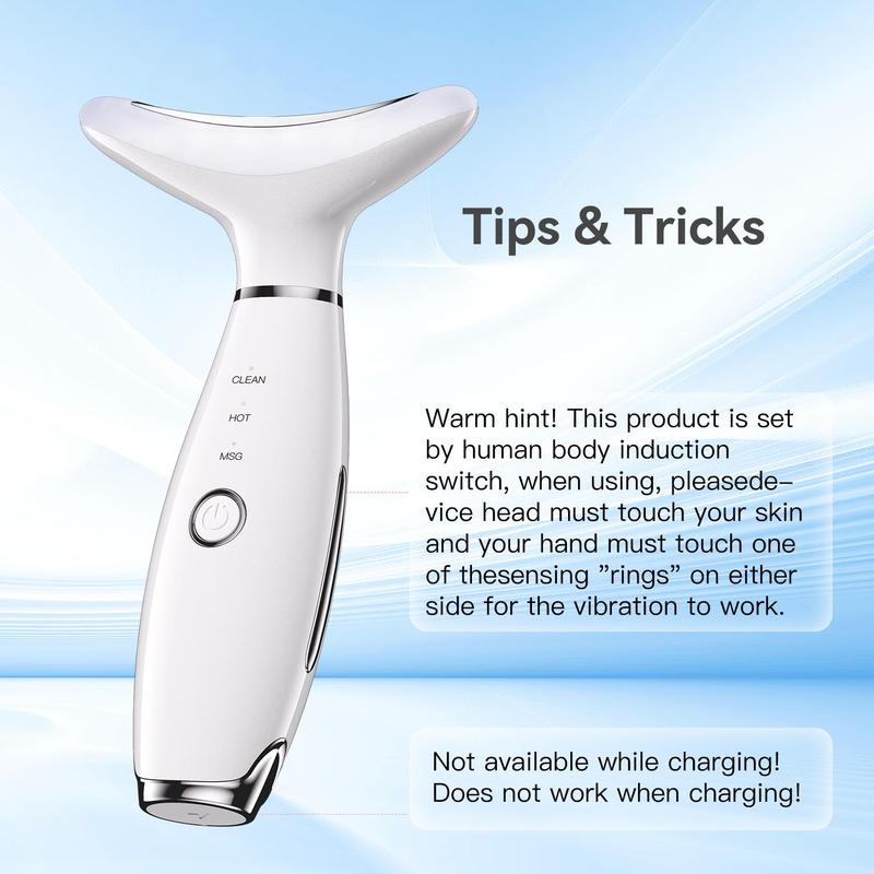 Rechargeable Neck & Face Beauty Care Tool, High Frequency Vibration Heat Compress Face Beauty Device, Massaging Machine, 3 Modes, Holiday & Birthday Gift