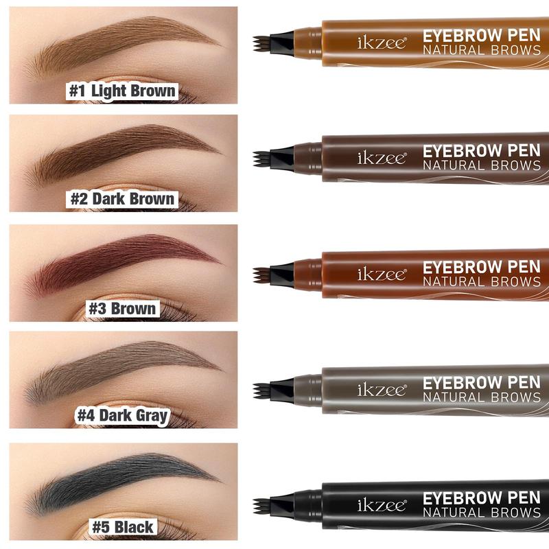 4 Fork Tip Eyebrow Pencil, 1 Count Long Lasting Eyebrow Pen with 1 Count Brush, Double-ended Eyebrow Brush, Eye Makeup Tool for Women & Girls, Christmas Gift