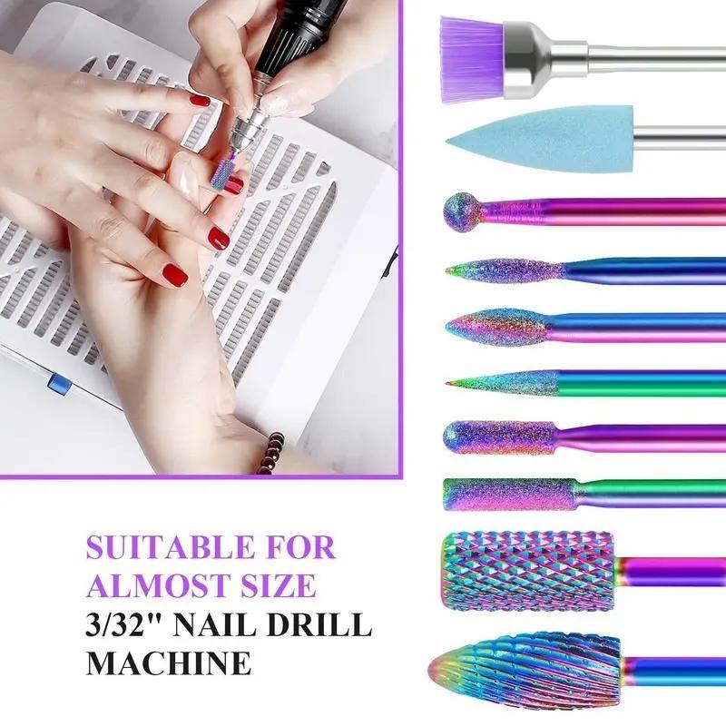Nail Drill Bit Set, 10pcs Nail Drill Bit Set , Professional Nail Drill Bit Set, Manicure & Pedicure Tools