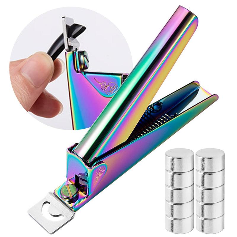 Adjustable Nail Clipper for Acrylic Nails (11pcs set), Including Stainless Steel Nail Cutter & 10pcs Magnets Sizers, Nail Trimmer for Artificial Fake Nails, Christmas Gift