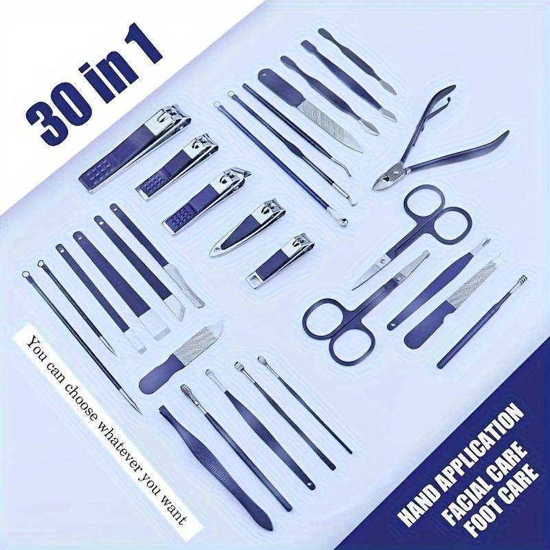 Household Nail Clippers, 30pcs Portable Nail Trimmer Kit with Bag, Corrosion Resistant Nail Trimming Tool, Multi-use Manicure & Pedicure Kits, Summer Gift, Nail Supplies