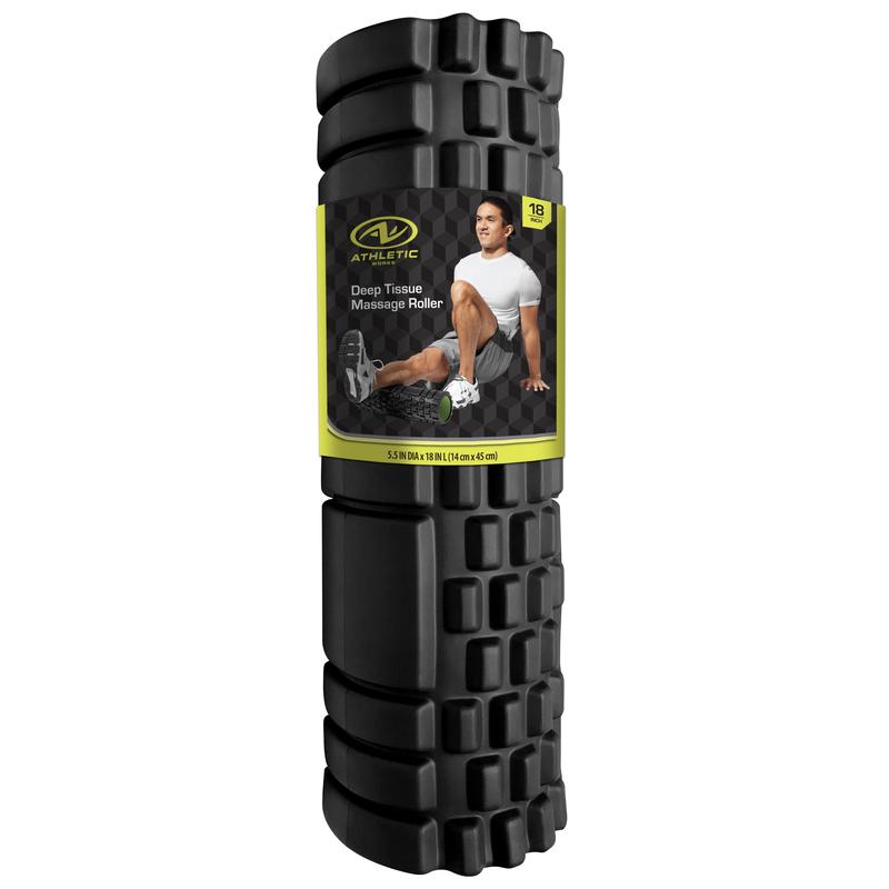 18 in. x 5.5 in. Hollow Core Foam Roller, Firm Deep Tissue Massage Roller, Black