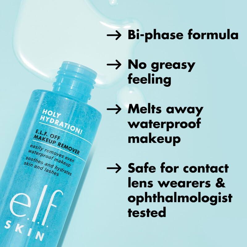 e.l.f. SKIN Holy Hydration Off Makeup Remover, Liquid Makeup Remover For Eye, Lip & Face Makeup, Gentle Formula, Vegan & Cruelty-free